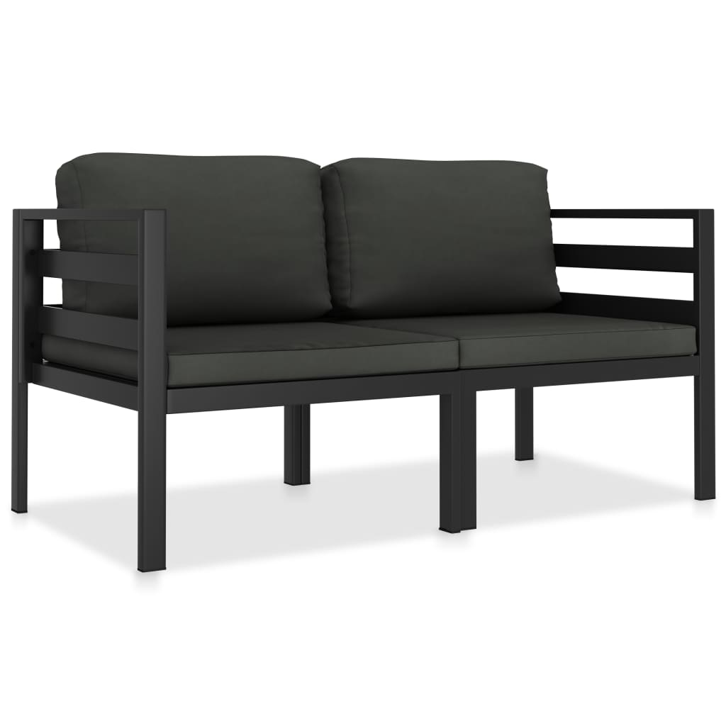 2 Piece Garden Sofa Set with Cushions Aluminium
