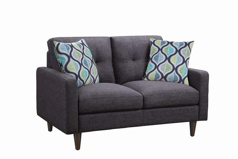 Fabric Upholstered Wooden Loveseat with Tufted Back, Grey - BM208143