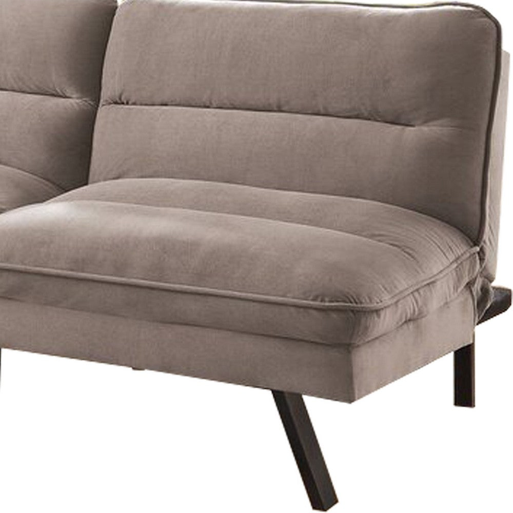 Fabric Futon Sofa with Split Back and Angled Legs, Grey - BM233787