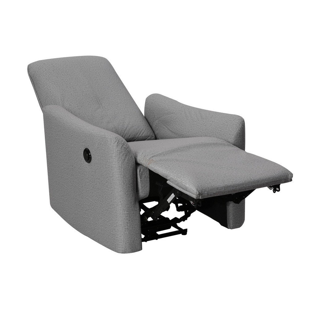 35 Inch Modern Power Recliner Chair, Touch Control Button, Grey Fabric - BM286360