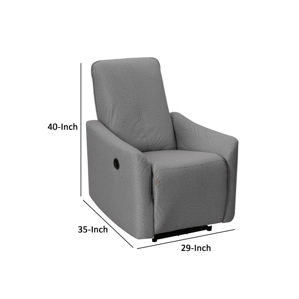 35 Inch Modern Power Recliner Chair, Touch Control Button, Grey Fabric - BM286360