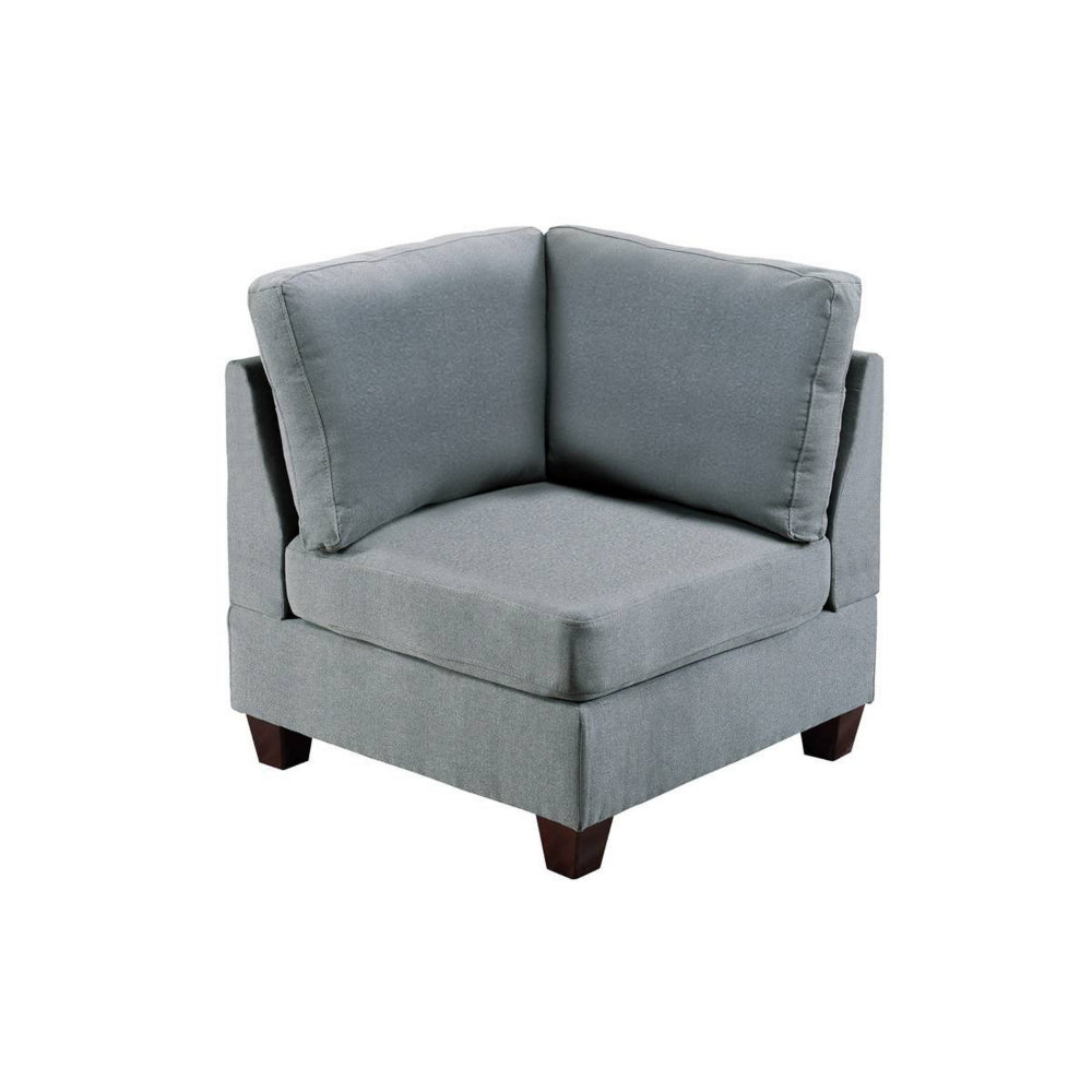 Remy 32 Inch Modular Corner Sofa Chair, Soft Grey Chenille, Solid Wood - BM314385