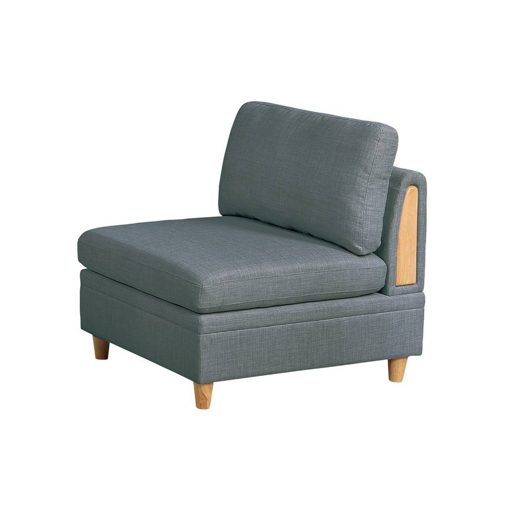 Gimy 37 Inch Modular Armless Sofa Chair, Grey Dorris Upholstery, Wood - BM314408