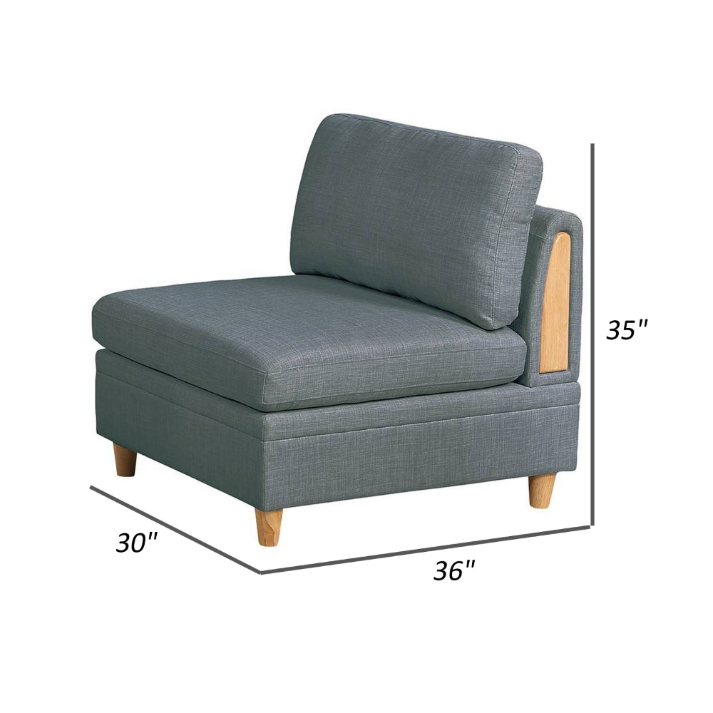 Gimy 37 Inch Modular Armless Sofa Chair, Grey Dorris Upholstery, Wood - BM314408