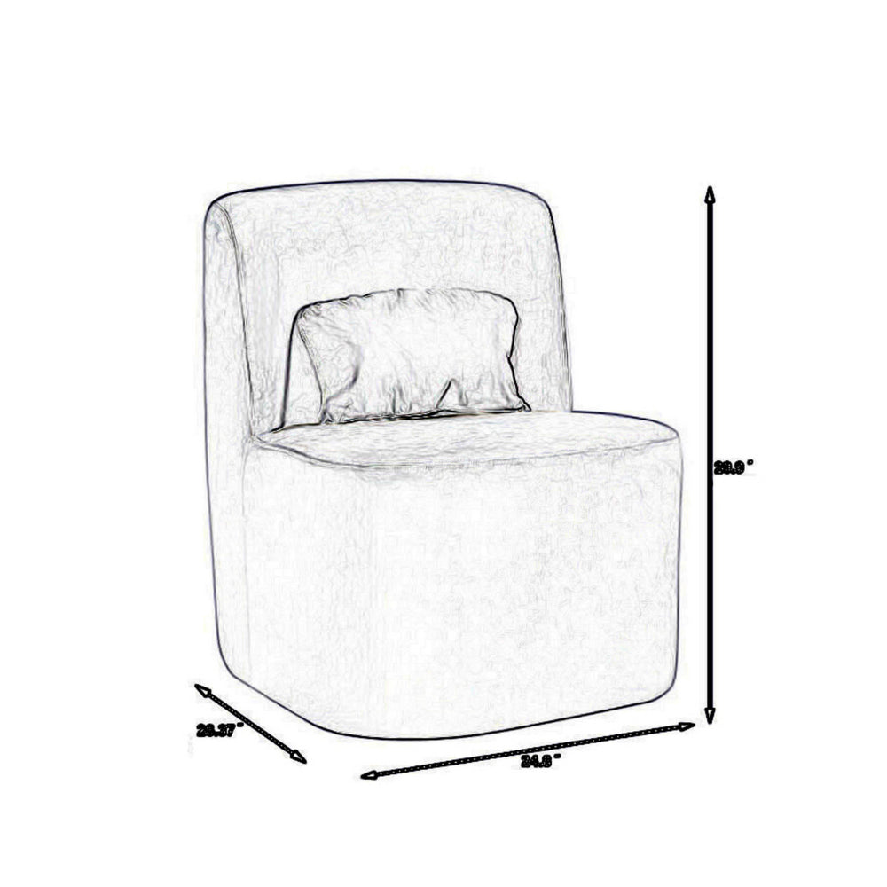 Suma 25 Inch Slipper Accent Chair with Pillow, Grey Velvet Upholstery - BM316071