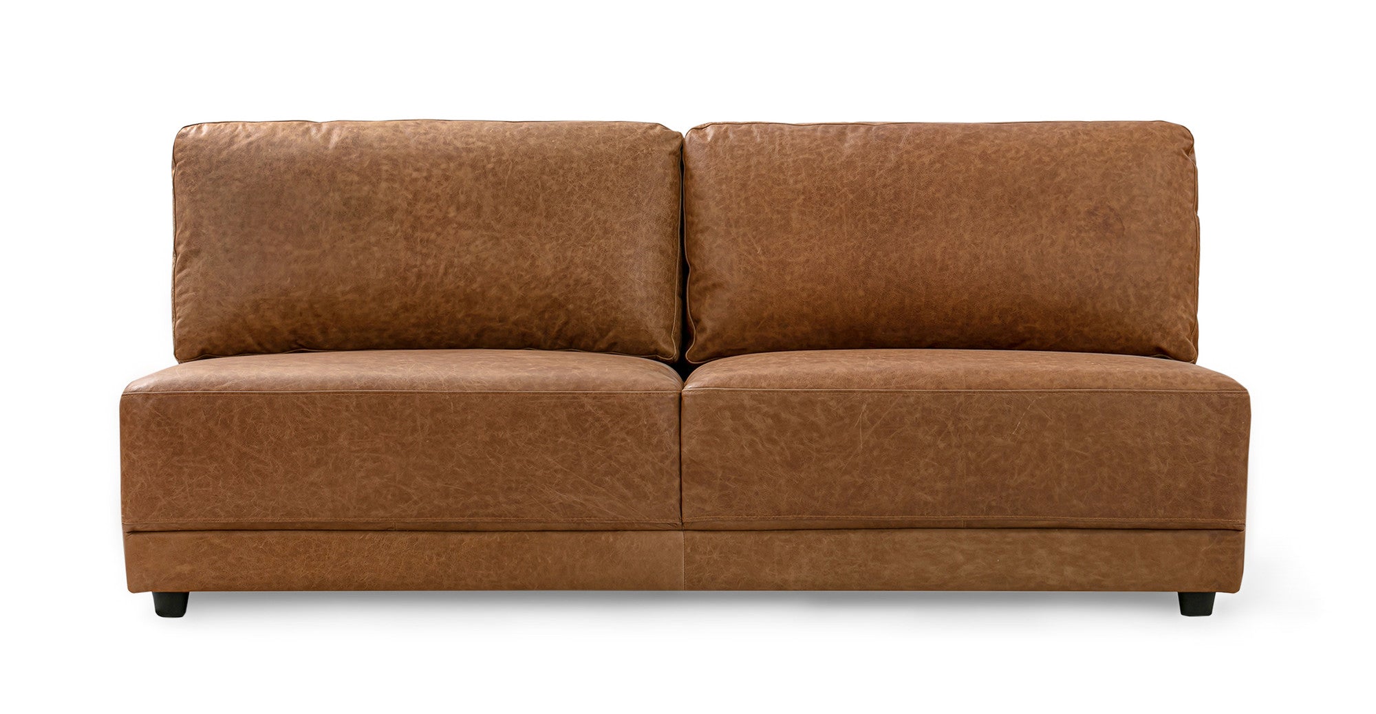 Domus 71" Leather Armless Sofa- 2 seater - Chestnut
