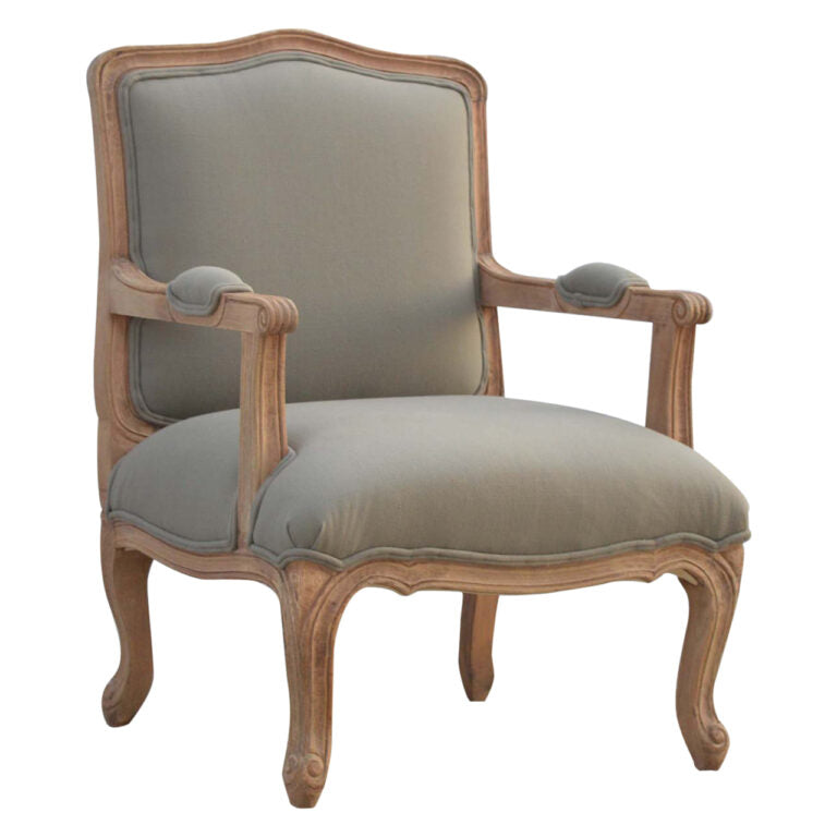 French Style Upholstered Armchair (Grey)