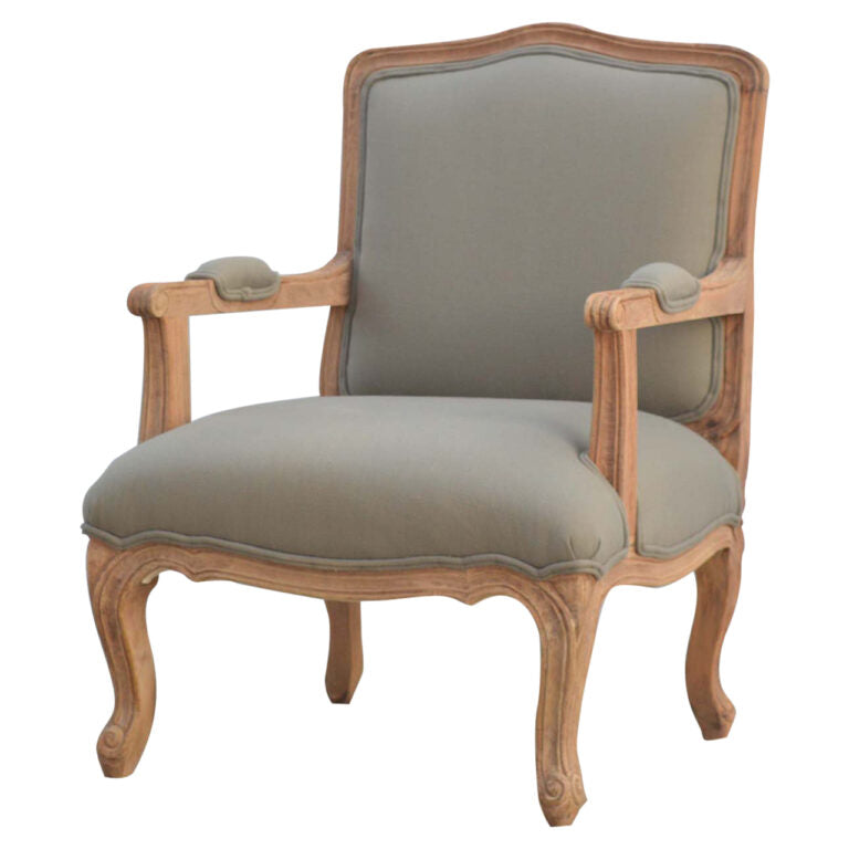 French Style Upholstered Armchair (Grey)