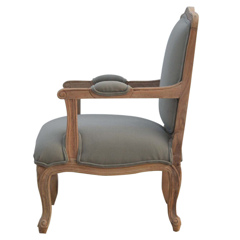 French Style Upholstered Armchair (Grey)