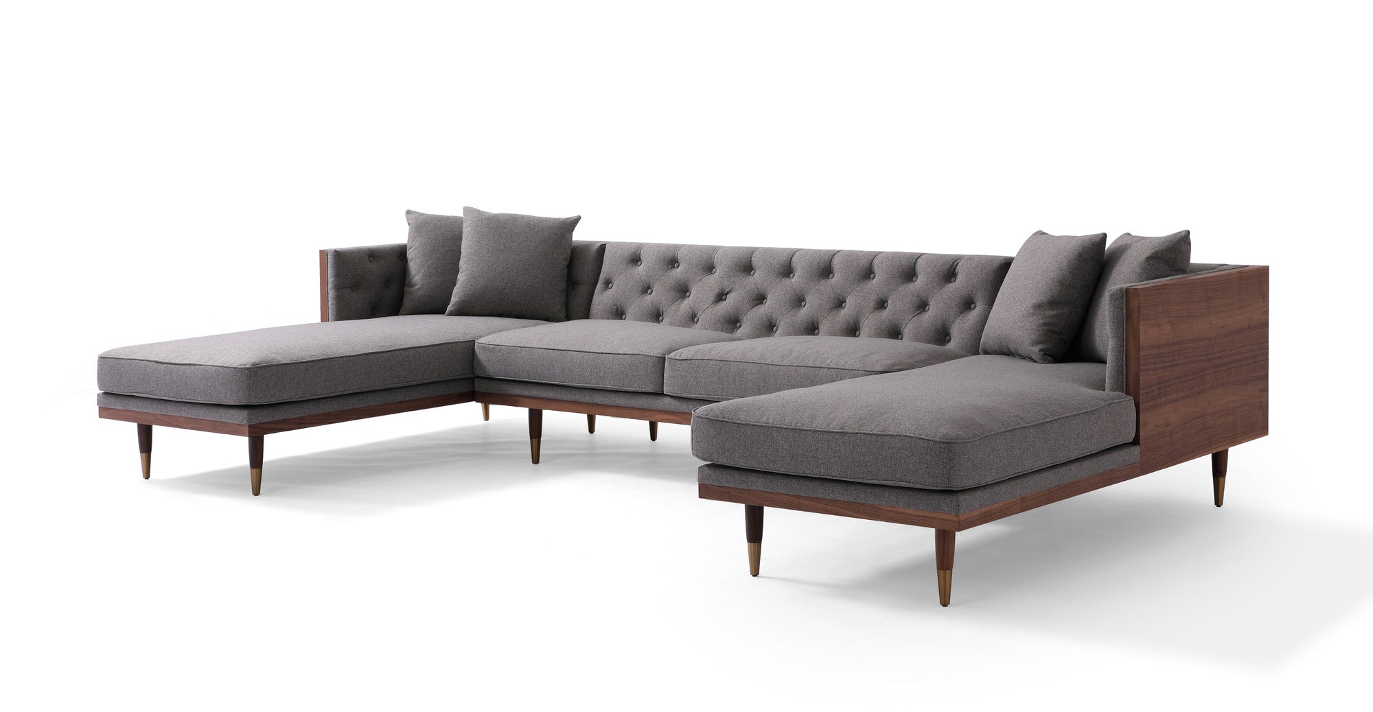 Woodrow Neo 126" U-Sectional Sofa - Wood Eames Grey