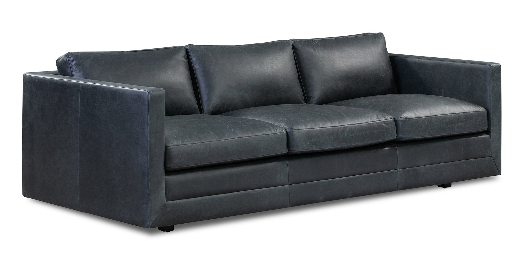 Manhattan 85" Leather Sofa -3 Seater - Milano Black