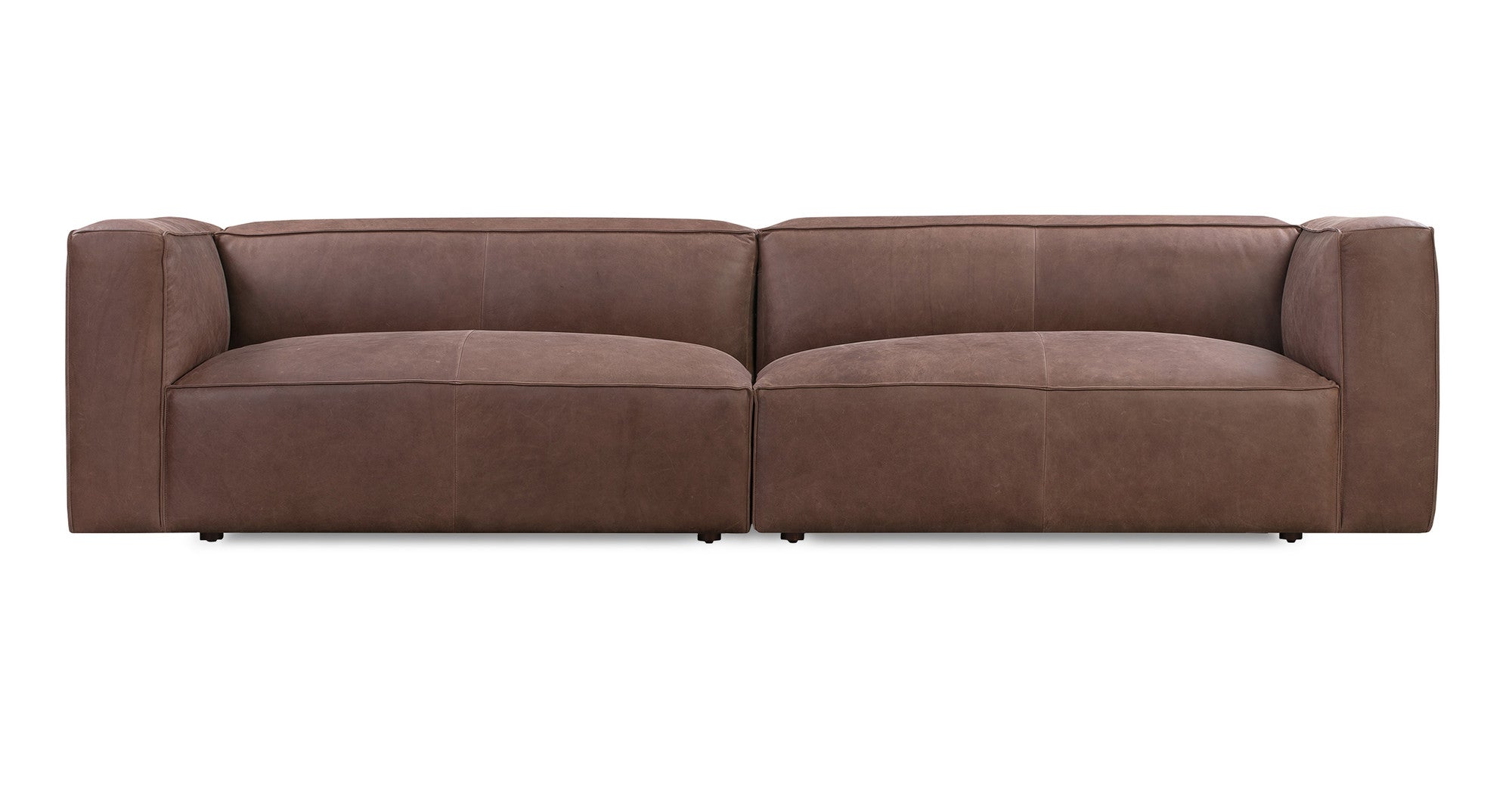 Soho 110" Leather Sectional Sofa -2 Seater -  Milano Mocha