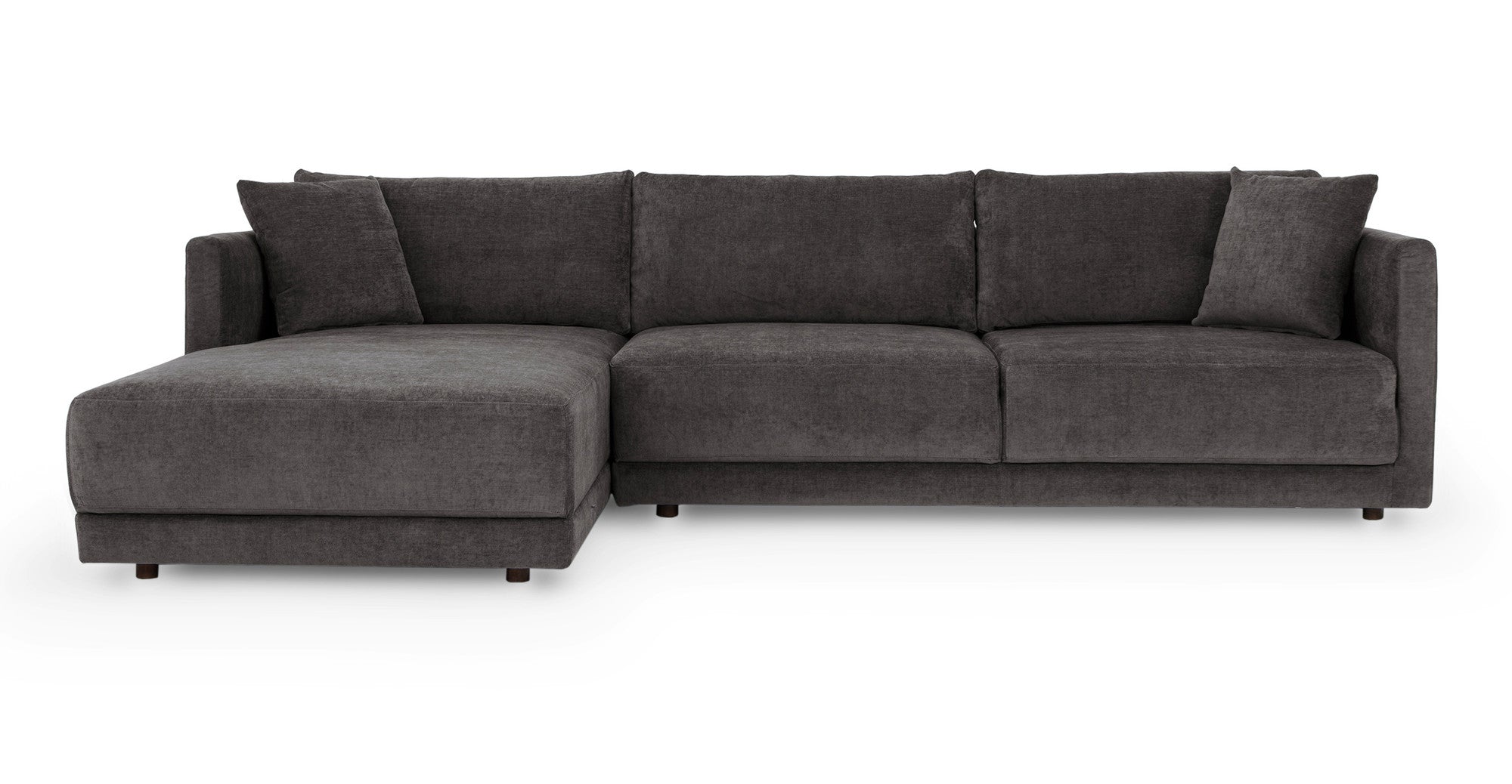 Domus 115" Fabric Sectional Sofa Left-Ebony Black