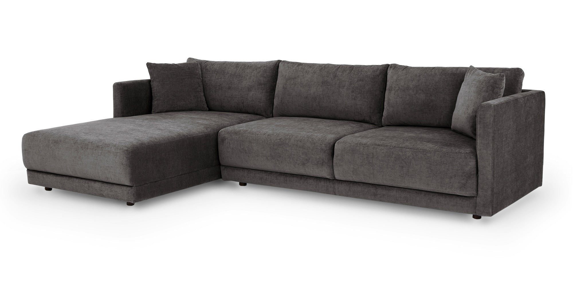 Domus 115" Fabric Sectional Sofa Left-Ebony Black