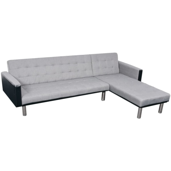 L-shaped Sofa Bed Fabric Black and grey