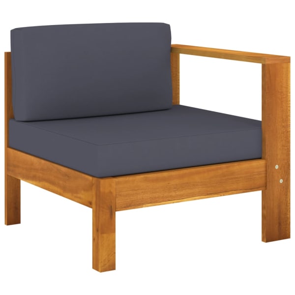 Middle Sofa with 1 Armrest Dark Grey Solid Acacia Wood | Outdoor