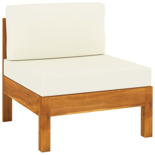 Middle Sofa with Cream White Cushions Solid Acacia Wood | Outdoor