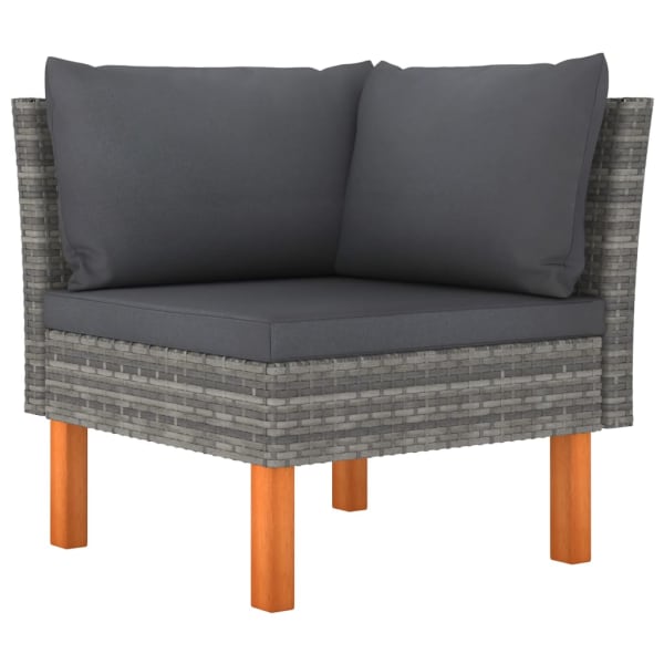 Corner Sofa Poly Rattan and Solid Eucalyptus Wood | Outdoor