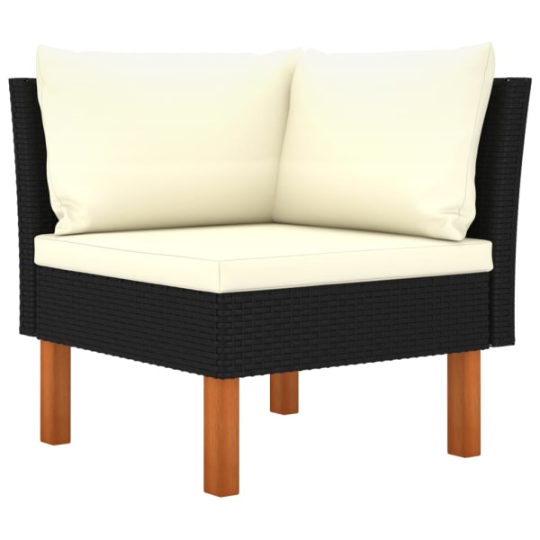 Corner Sofa Poly Rattan and Solid Eucalyptus Wood | Outdoor