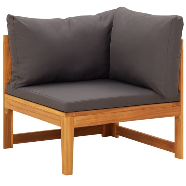 Corner Sofa with Dark Grey Cushions Solid Acacia Wood | Outdoor