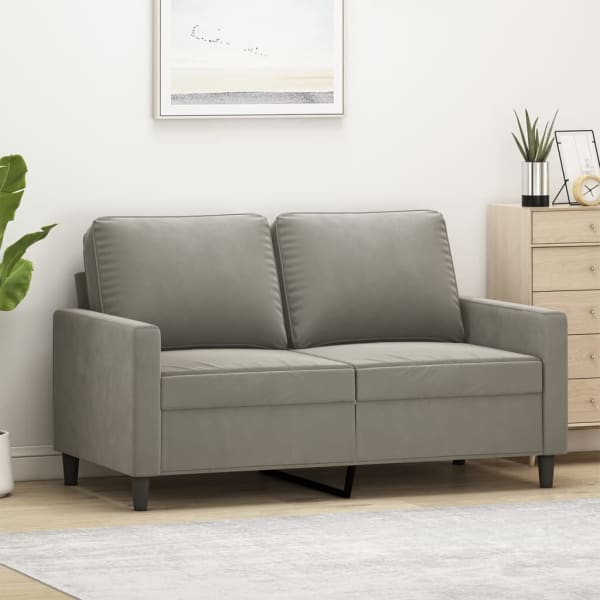 2-Seater Sofa Light Grey 120 cm Velvet