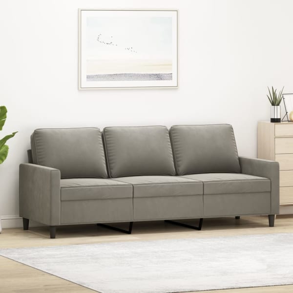 3-Seater Sofa Light Grey 180 cm Velvet