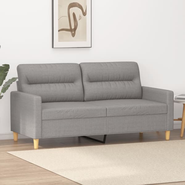 2-Seater Sofa Light Grey 140 cm Fabric