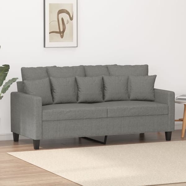 2-Seater Sofa Dark Grey 140 cm Fabric