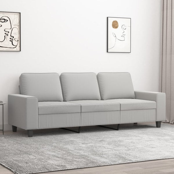 3-Seater Sofa Light Grey 180 cm Microfibre Fabric