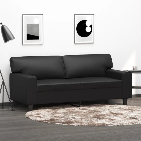 2-Seater Sofa Black 140 cm Faux Leather