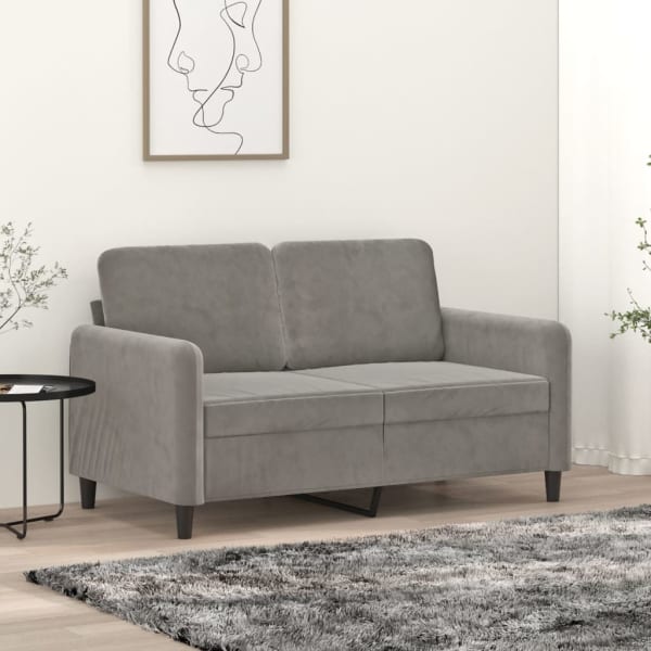 2-Seater Sofa Light Grey 120 cm Velvet