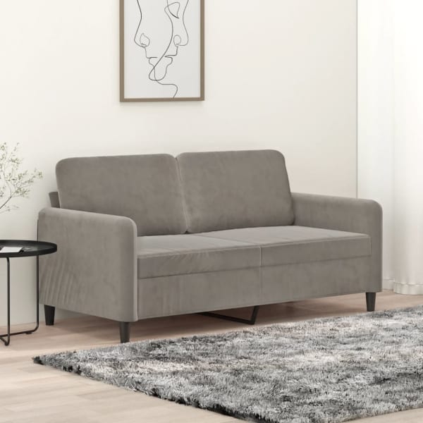 2-Seater Sofa Light Grey 140 cm Velvet