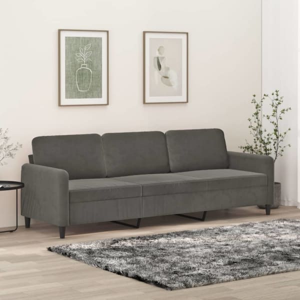 3-Seater Sofa Dark Grey 210 cm Velvet