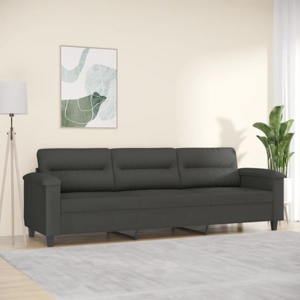 3-Seater Sofa Dark Grey 210 cm Microfibre Fabric