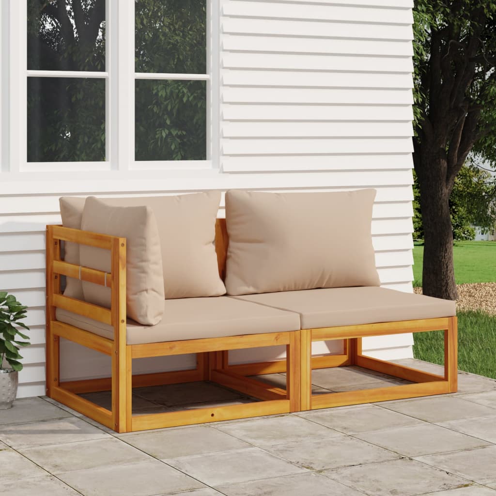 2 Piece Garden Sofa Set with Cushions Solid Wood Acacia