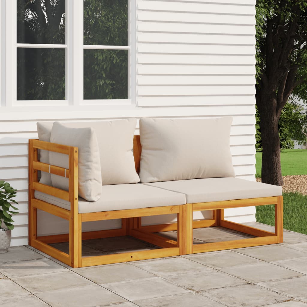 2 Piece Garden Sofa Set with Cushions Solid Wood Acacia