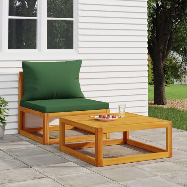 2 Piece Garden Sofa Set with Cushions Solid Wood Acacia