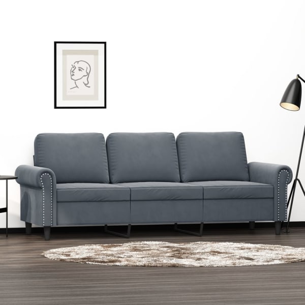 3-Seater Sofa Dark Grey 180 cm Velvet