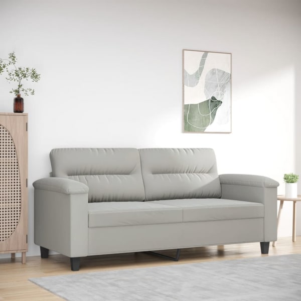 2-Seater Sofa Light Grey 140 cm Microfibre Fabric