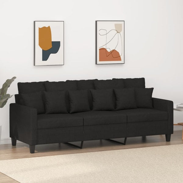 3-Seater Sofa Black 180 cm Fabric