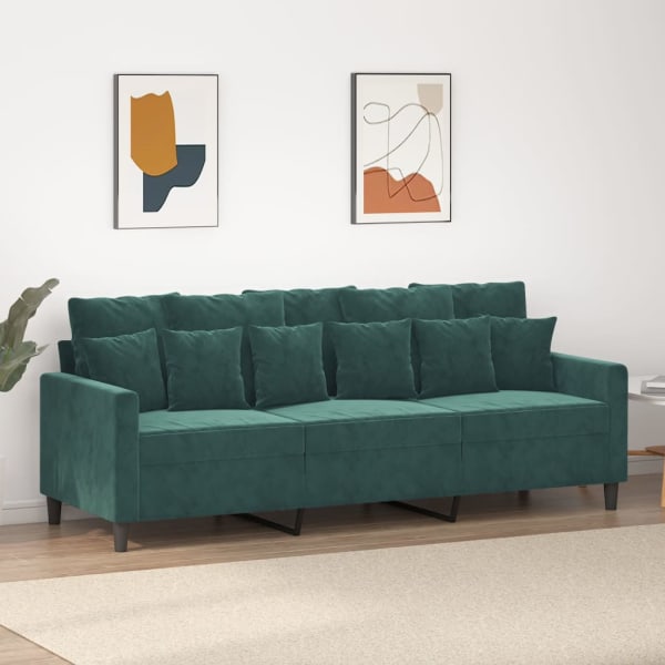 3-Seater Sofa Dark Green 180 cm Velvet