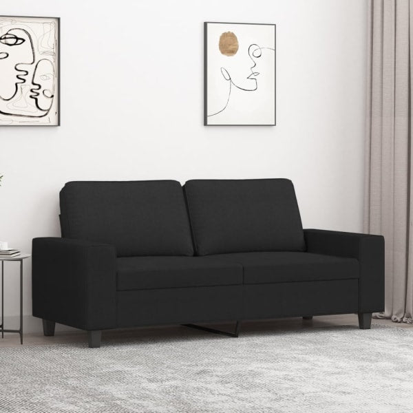 2-Seater Sofa Black 140 cm Fabric