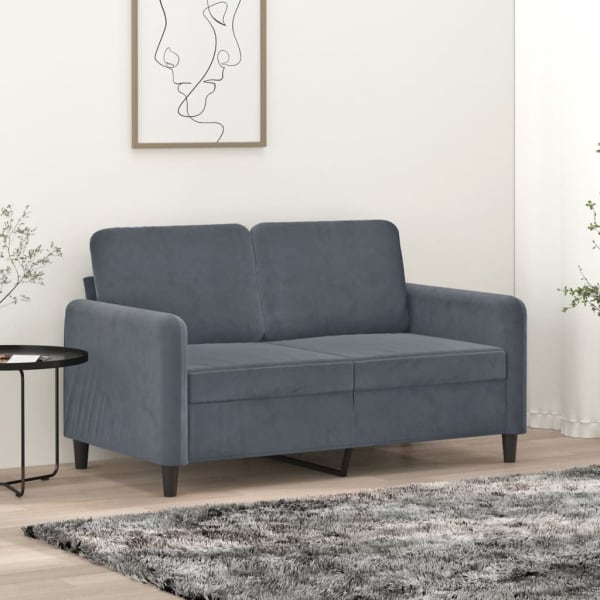 2-Seater Sofa Dark Grey 120 cm Velvet