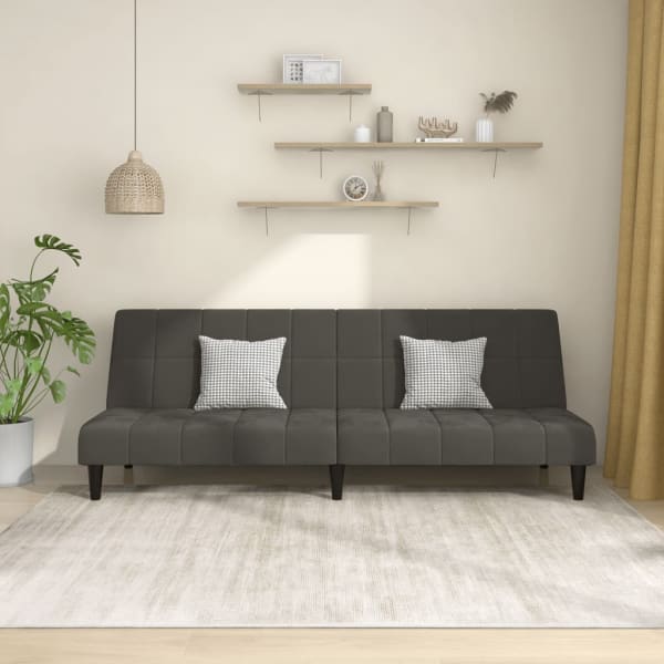 2-Seater Sofa Bed Dark Grey Velvet