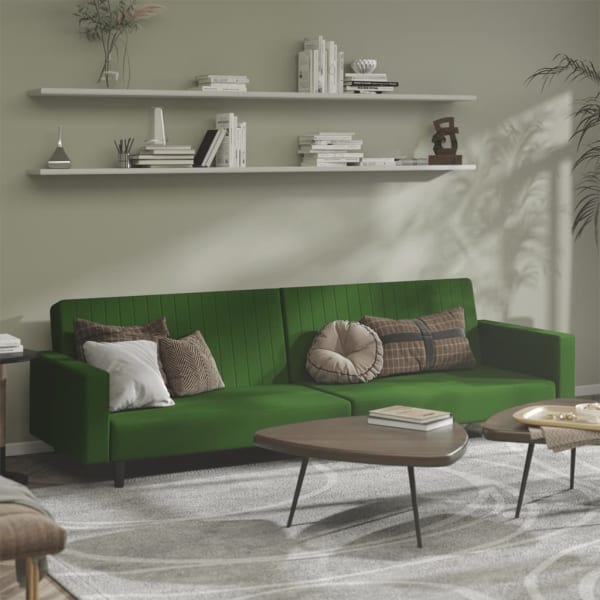 2-Seater Sofa Bed Dark Green Velvet