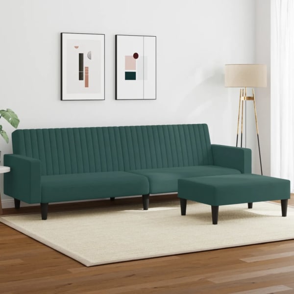 2 Piece Sofa Set Dark Green Velvet