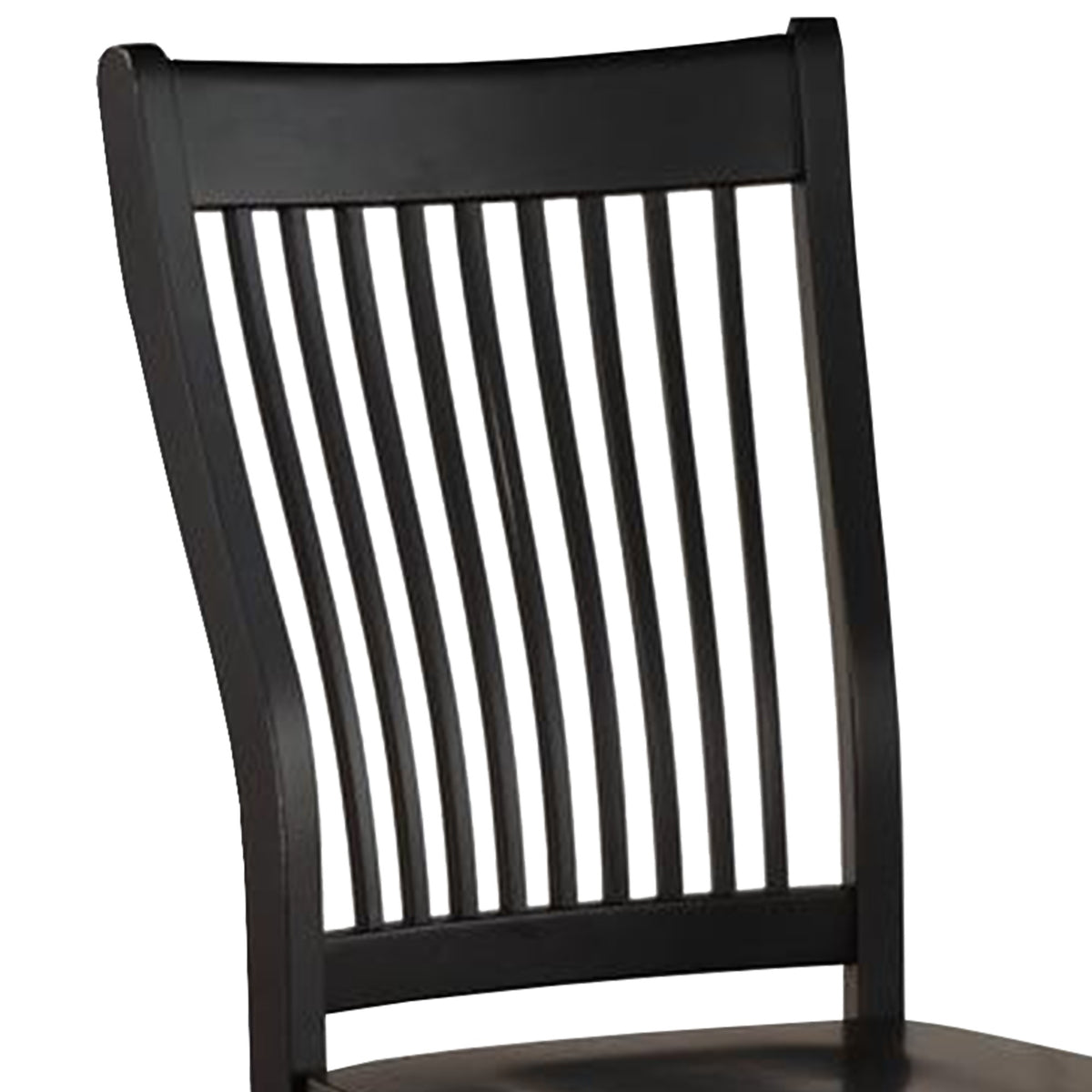 Wooden Side Chair with Slatted Backrest, Set of 2, Black - BM186186