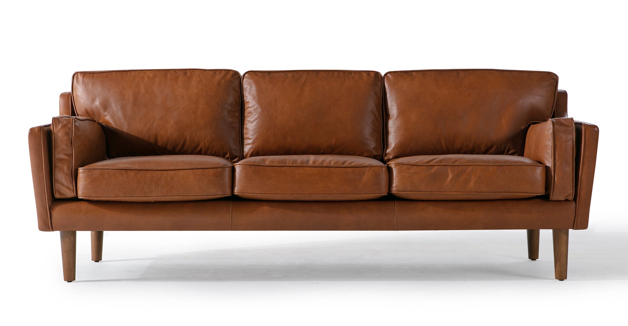 Beatnik 86" Leather Sofa Brown -3-Seater Sofas