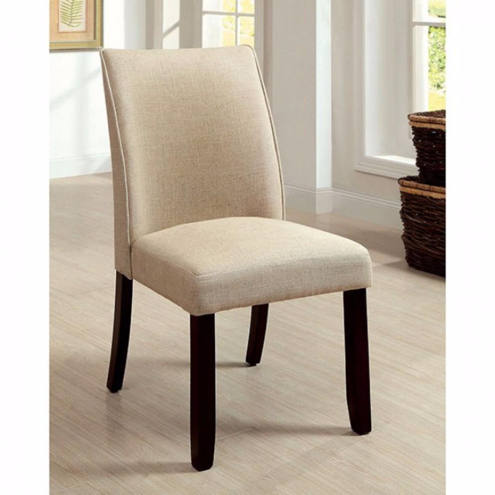 BM131291 Cimma Contemporary Side Chair, Ivory White & Espresso, Set Of 2