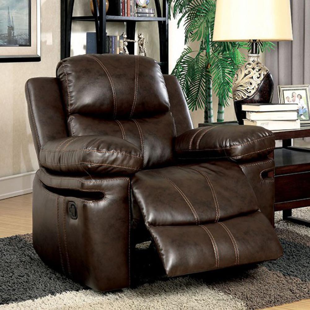 BM131921 Transitional Recliner Chair, Brown